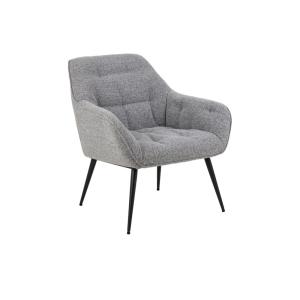 Fauteuil en tissu gris piétement oblique en métal noir