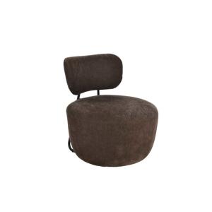 Fauteuil en tissu marron et métal au style contemporain