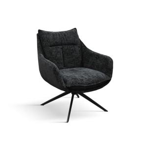 Fauteuil en tissu noir et pieds en métal anthracite