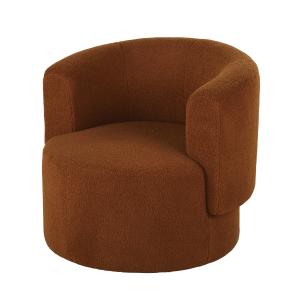 Fauteuil en tissu orange écureuil effet laine bouclée