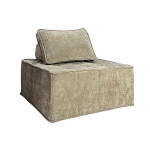 Fauteuil en tissu pour canapé modulable avec coussin taupe