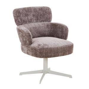 Fauteuil en tissu taupe pieds en métal gris