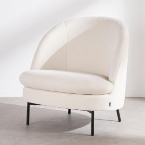 Fauteuil en tissu texturé ivoire