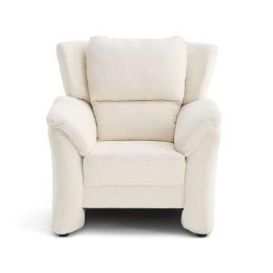 Fauteuil en tissu velours relief beige