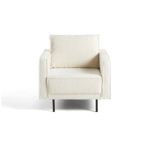 Fauteuil en tissu velours relief ecru