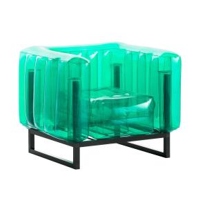 Fauteuil en tpu vert cristal cadre en aluminium