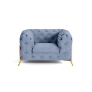 Fauteuil en velours bleu ardoise