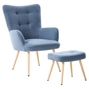 Fauteuil en velours bleu H100