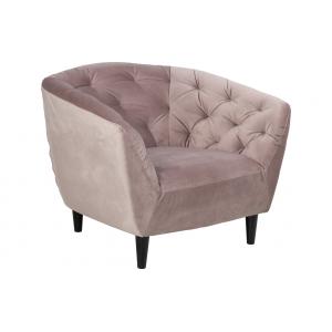 Fauteuil en velours capitonné rose