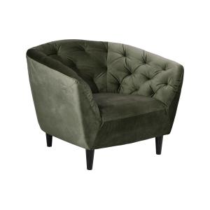 Fauteuil en velours capitonné vert