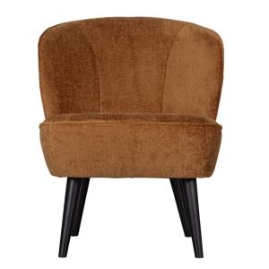 Fauteuil en velours cognac élégant