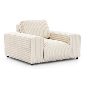 Fauteuil en velours côtelé beige clair 119x108x79 cm