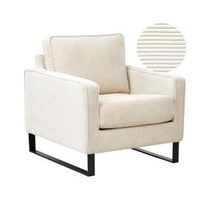 Fauteuil en velours côtelé beige H82