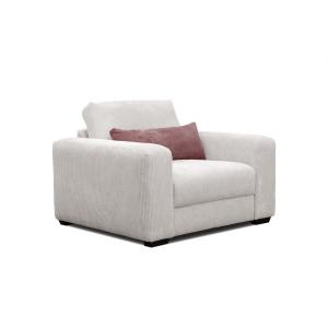 Fauteuil en velours côtelé blanc cassé