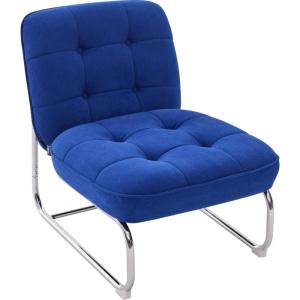 Fauteuil en velours côtelé bleu électrique, piètement chrom…