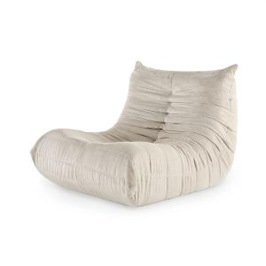 Fauteuil en velours côtelé crème