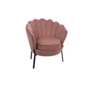 Fauteuil en velours côtelé et pieds en métal noir rose poud…