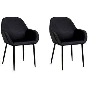 Fauteuil en velours cotelé  (lot de 2) noir