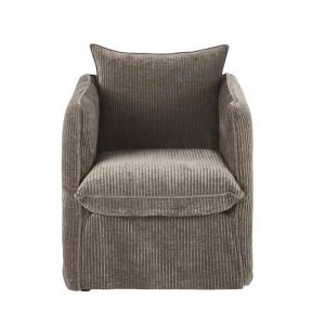 Fauteuil en velours côtelé marron