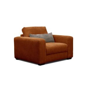 Fauteuil en velours côtelé orange