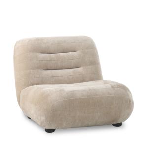 Fauteuil en velours et bois - Beige