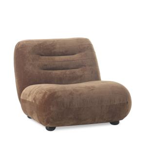 Fauteuil en velours et bois - Marron