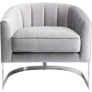 Fauteuil en velours gris et acier chromé