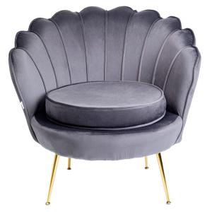 Fauteuil en velours gris et acier doré