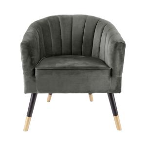 Fauteuil en velours gris  et  vert