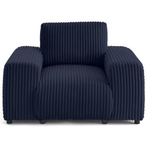 Fauteuil en velours grosses côtes bleu