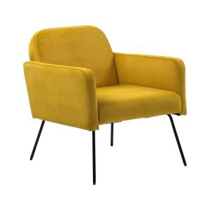 Fauteuil en velours jaune H77