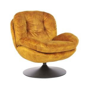 Fauteuil en velours jaune H82
