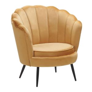Fauteuil en velours jaune H85