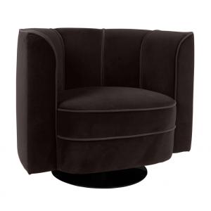 Fauteuil en velours noir pivotant style art déco