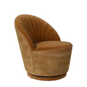 Fauteuil en velours ocre foncé