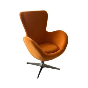 Fauteuil en velours orange de style sixties