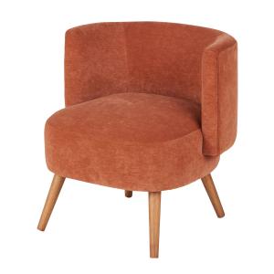 Fauteuil en velours orange écureuil