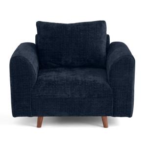 Fauteuil en velours texturé bleu