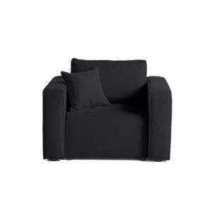 Fauteuil en velours texturé noir