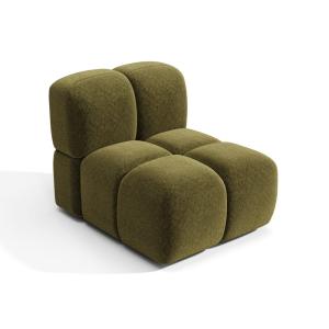 Fauteuil en velours texturé vert vintage