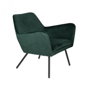 Fauteuil en velours vert bouteille pour salon