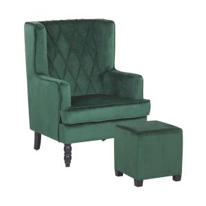 Fauteuil en velours vert H103