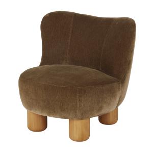 Fauteuil en velours vert kaki