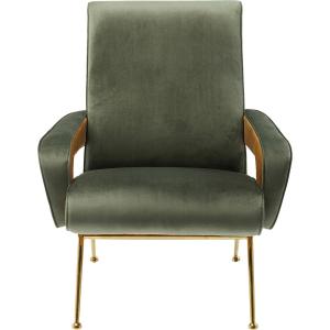 Fauteuil en velours vert, ocre et acier doré