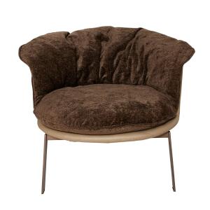 Fauteuil en vinyle beige avec assise amovible marron - L83…