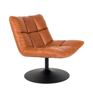 Fauteuil façon cuir pivotant lounge cognac