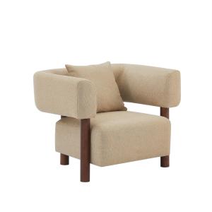 Fauteuil fixe  1 place tissu beige sable