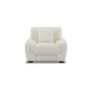 Fauteuil fixe  1 place velours côtelé beige