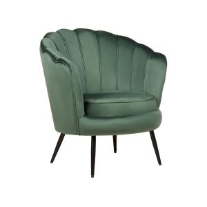 Fauteuil fleur en velours vert