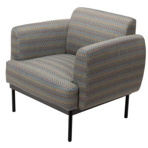 Fauteuil   gris à motifs bleus et beiges en polyester